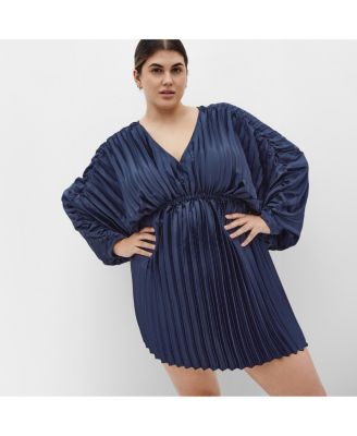 Plus Size Chloe Accordion Sleeve Pleat Dress