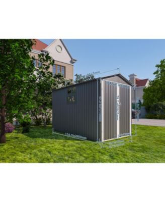 Streamdale Motorcycle Steel Storage Shed - Grey/White