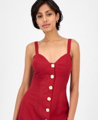 Juniors' Button-Front Bustier Sleeveless Dress