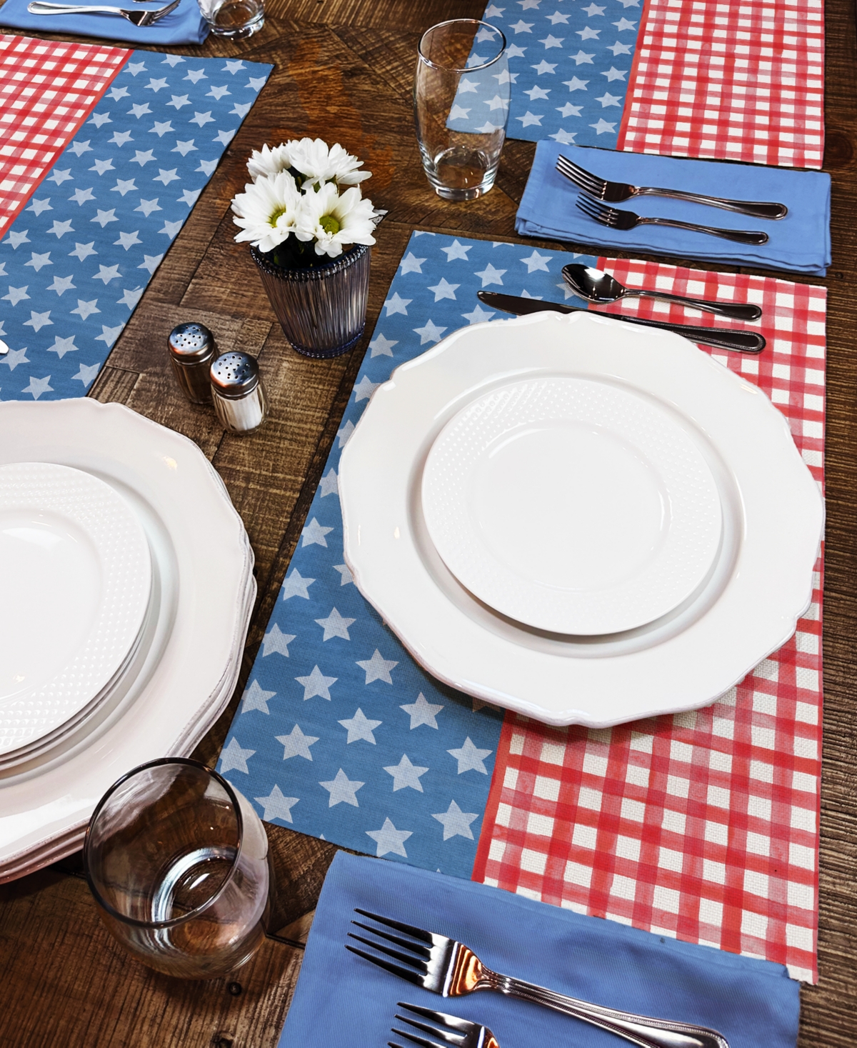 Counterart Old Glory Gingham Premier Fabric Placemats, Set Of 4