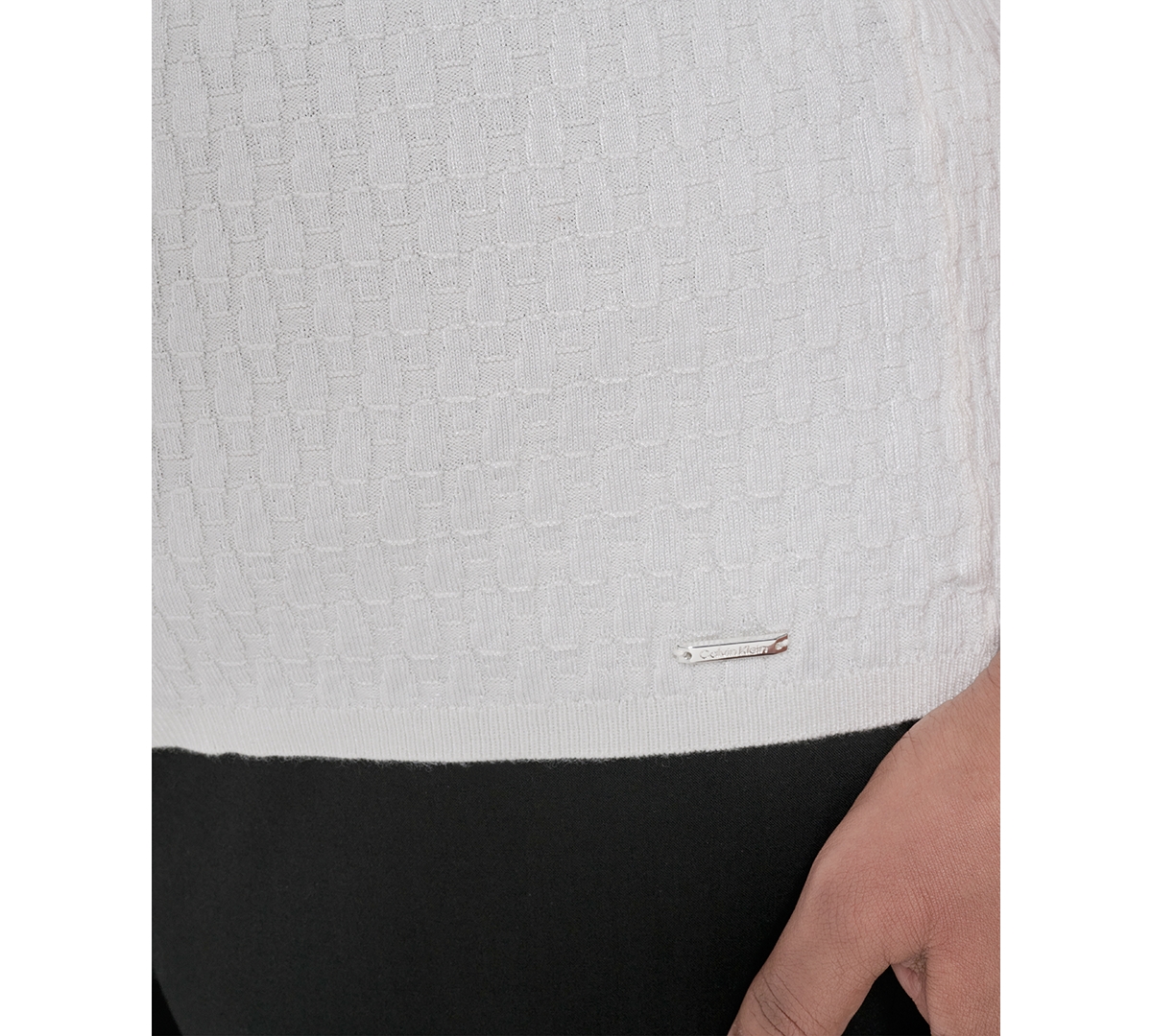 Calvin Klein Plus Size Textured Short-sleeve Sweater In White