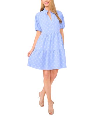 CeCe - Women's Printed Puff-Sleeve Baby Doll Dress
