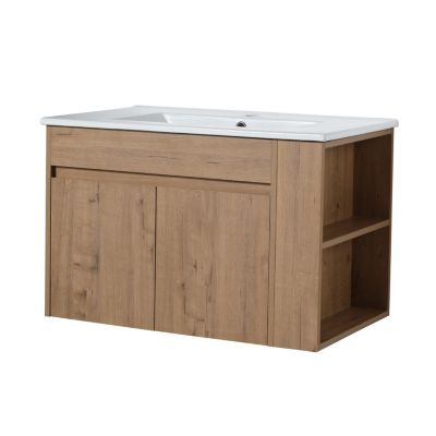 Streamdale 30 Inch Bathroom Vanity With Ceramic Basin And Adjust Open Shelf
