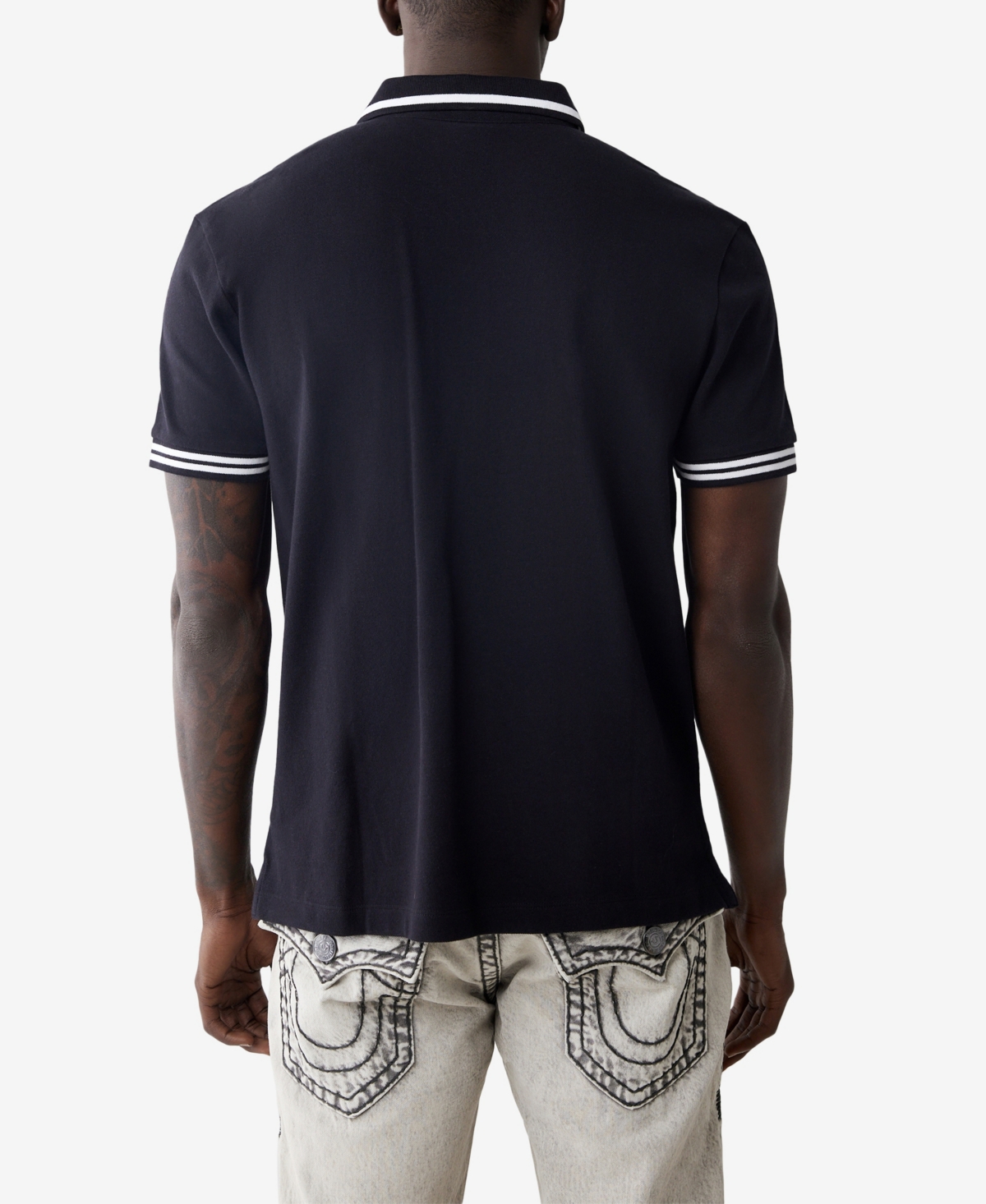 True Religion Men's Short Sleeve Buddha Face Polo Shirt In Blue