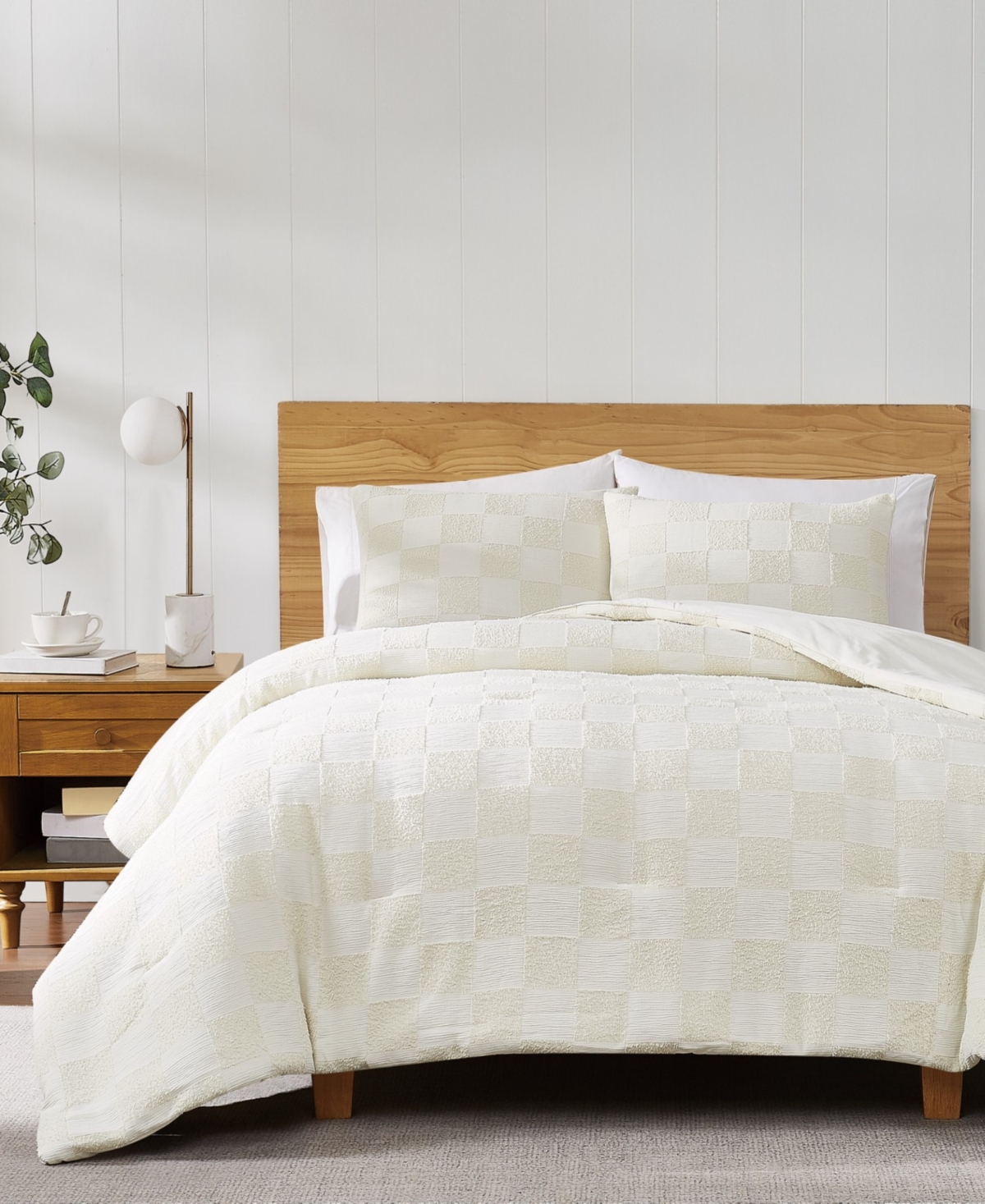 Truly Soft Textured Checkered 3-pc. Duvet Cover Set, Full/queen In White