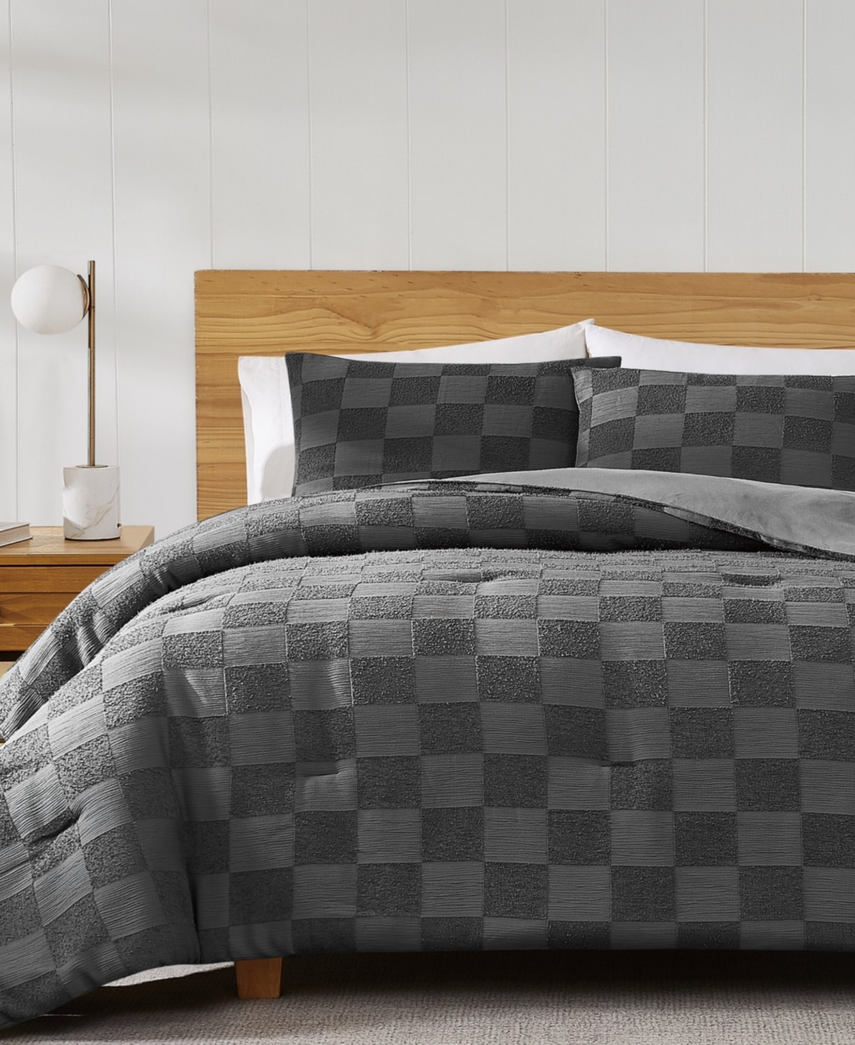 Truly Soft Textured Checkered 3-pc. Duvet Cover Set, Full/queen In Gray