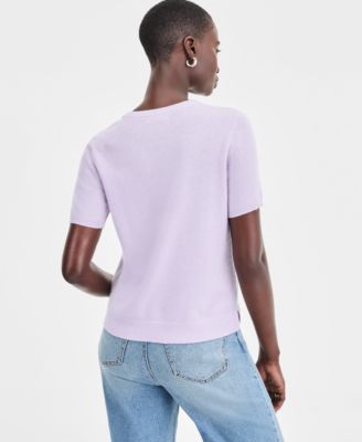 Women's 100% Cashmere Crewneck Short-Sleeve Sweater, Macy's Exclusive