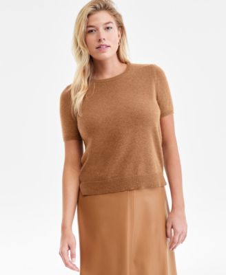 Charter Club - Women's 100% Cashmere Crewneck Short-Sleeve Sweater