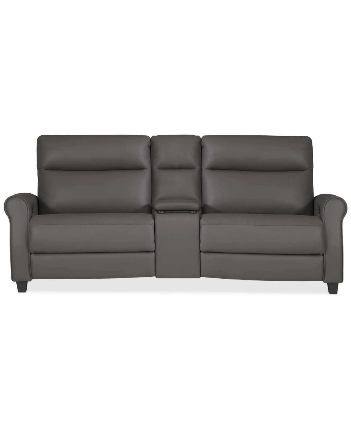 Macy's Thandler 3-pc. Leather Sofa With 2 Power Recliners And 1 Storage Console, Exclusively At