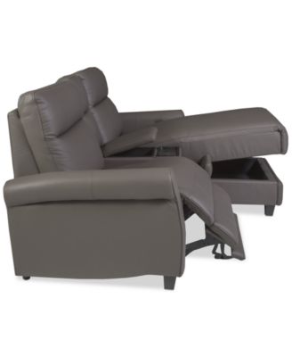 Thandler 3-Pc. Leather Chaise Sectional with 1 Storage Console, Exclusively at Macy's