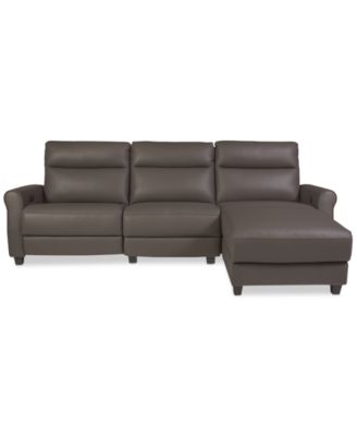 Thandler 3-Pc. Leather Chaise Sectional with 1 Drop Down Table