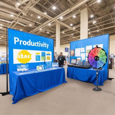 10x10 Ft Backdrop Stand & Roll Up Banner Stand Kit Tradeshow Exhibition Events