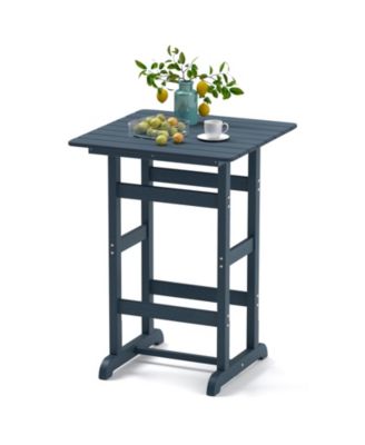 30 Inch Square Bar Table Dining Table with Slatted Tabletop for Poolside