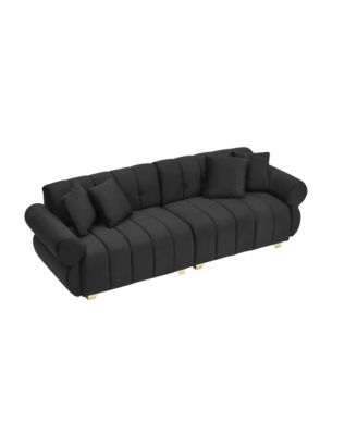 89-inch spring-wrapped cushions, 3 flannelette sofas, stylish metal feet and 4 throw pillows make for a modern living room bedroom