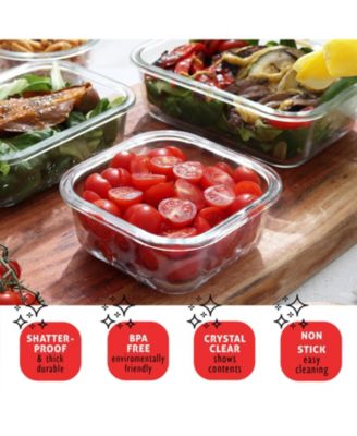 16 Airtight Leakproof Borosilicate Glass Food Storage Containers with Lids - Snap Lock Lids, Oven, Microwave &amp; Freezer Safe
