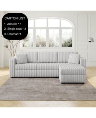 106" Light Gray Sofa with Ottoman Lift - Modern Modular Design