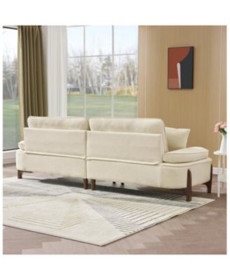Streamdale 1-Piece Velvet & Wood Sofa – 103" Deep Seat, Plush Cushions, 4 Pillows, Solid Frame, Easy Assembly