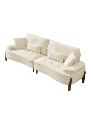 Streamdale 1-Piece Velvet & Wood Sofa – 103" Deep Seat, Plush Cushions, 4 Pillows, Solid Frame, Easy Assembly