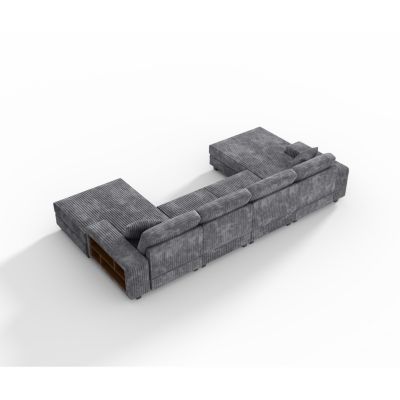 Streamdale Convertible Corduroy Sofa, Large 4 Seat, Living Room Chair, Dark Grey