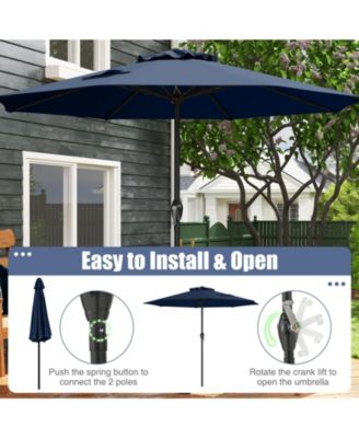 Outdoor Heavy Duty Market Umbrella with Crank Handle and 8 Sturdy Ribs