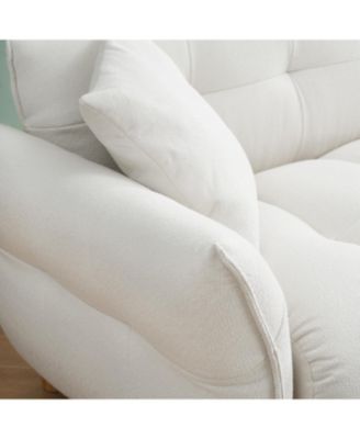 93.70 inches long, Teddy Sofa Fabric, with two matching pillows and three spacious and comfortable seats, for Apartment Office Living Room - Beige