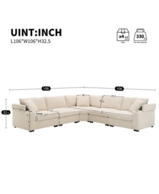 106" L-Shaped Sectional Sofa with USB