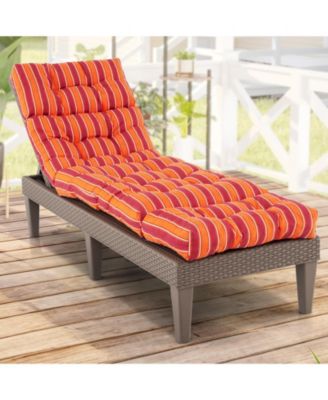 Outdoor Lounge Chaise Cushion with String Ties for Garden Poolside-Red