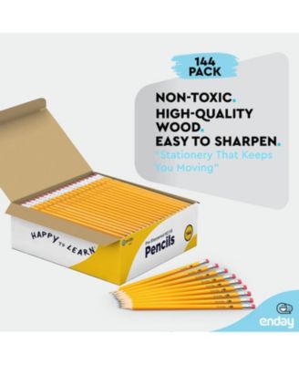 #2 Pencils Bulk - 144 Pack, Pre-Sharpened Wood-Cased Yellow Pencils for Office and Classroom Supplies