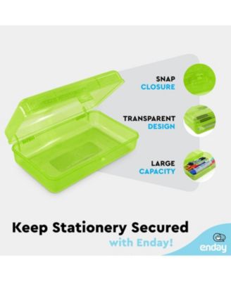 Plastic Pencil Box with Snap Closure Lids Pink, Small Utility Storage Crayon School and Office Supplies Case Organizer, 1 Pc