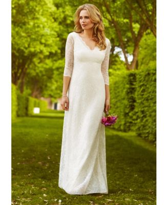 Women's Anya 3/4 Sleeve V-Neck Lace Bridal Gown