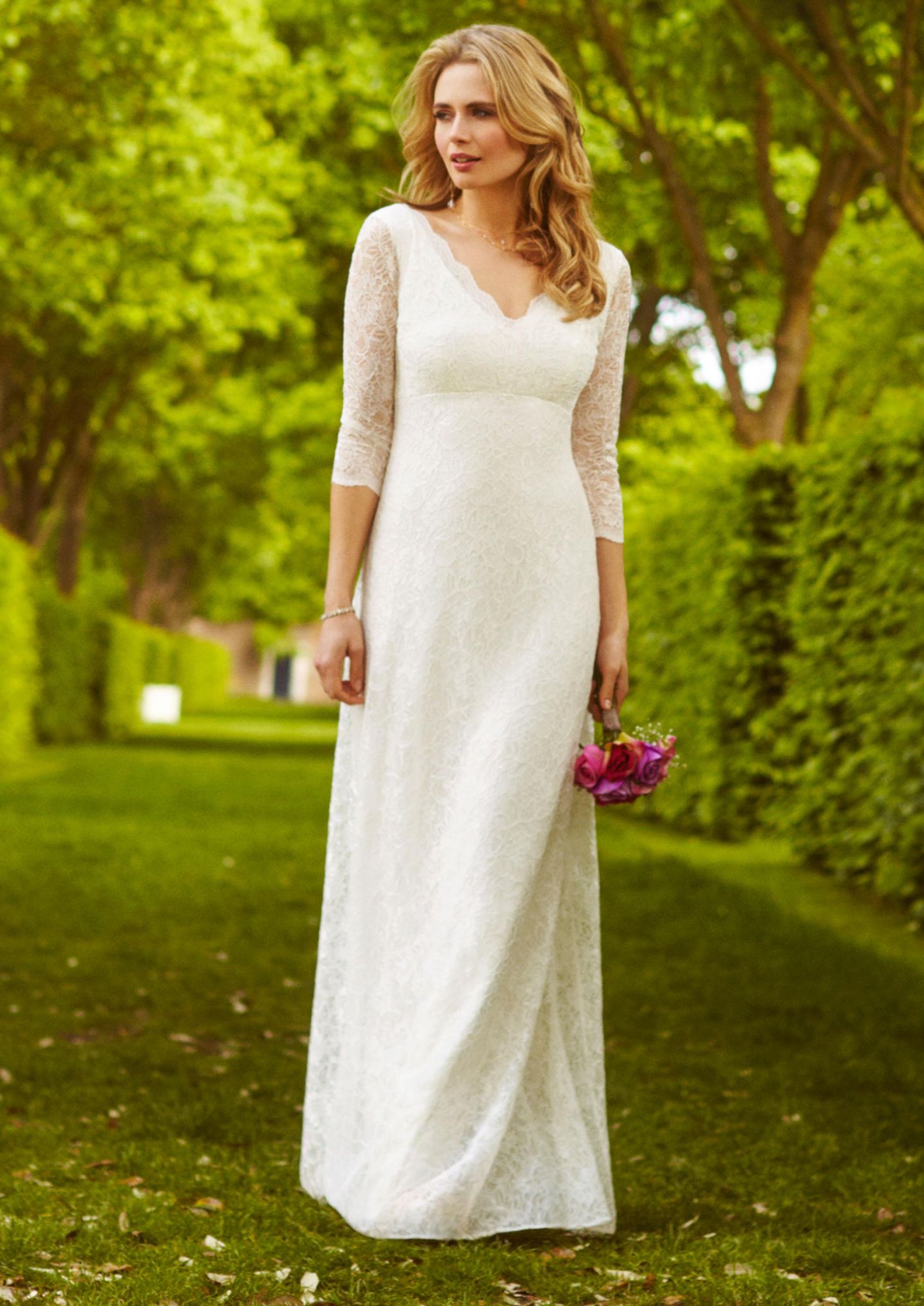 Женское платье Alie Street London Anya 3/4 Sleeve V-Neck Lace Bridal Gown, цвет: Слоновая кость — фото 5