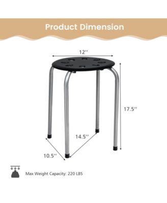17.5 Inch Set of 6 Portable Plastic Stack Stools with Metal Frame