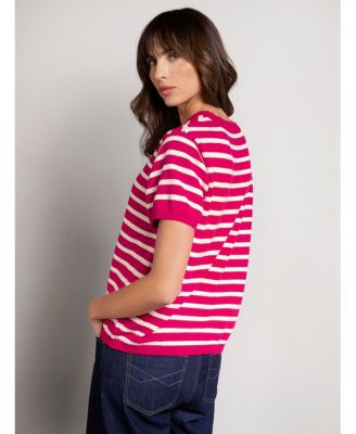 Women's Striped Knitted Crew Neck Tee