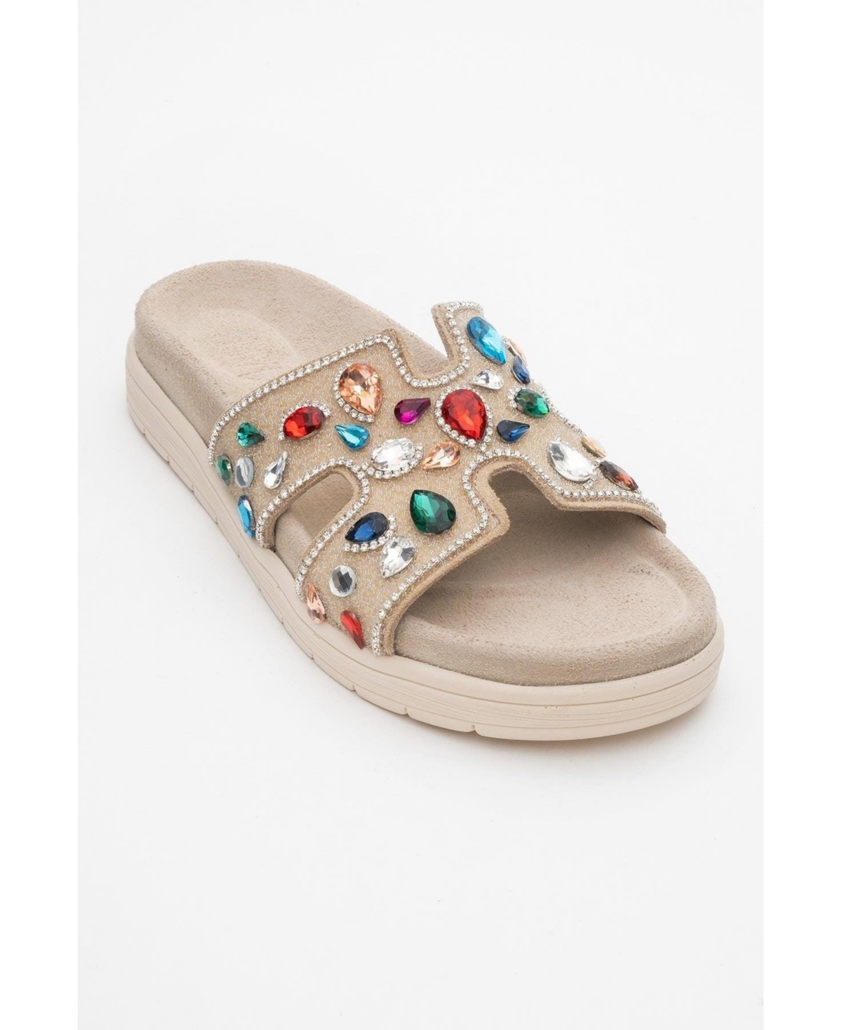 Denilla Leather Embellished Slide Sandal (Women) - Black leather