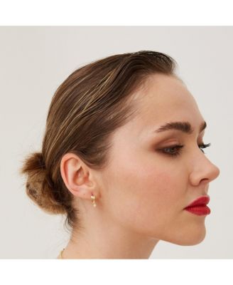 Heart Huggie Hoop Drop Earrings