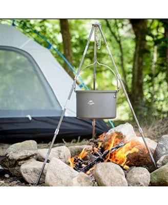 Camping Soup Pot Cookware with Lid Large Outdoor Portable Hanging Pot Cooking Set for 1-6 People