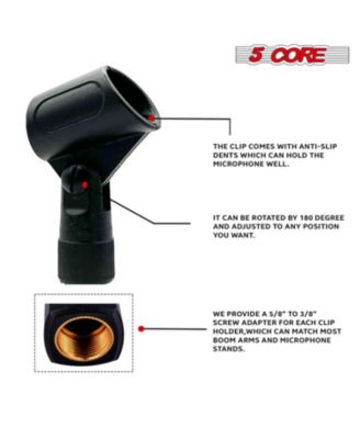 Microphone Clip Holder 2 Pieces with Screw Adapters 5/8 to 3/8 Inch