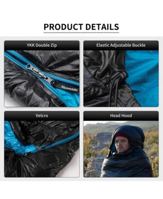 Ultralight Down Sleeping Bag, 650FP, 3-4 Season, Adults, 32-42, Waterproof, Compact, Camping, Hiking