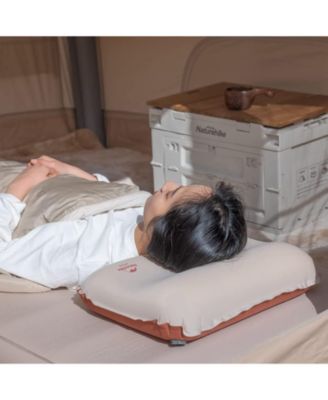 Inflatable Camping Pillow - Portable 3D Comfortable Silent Sponge Pillow - Perfect for Camping and Travel (Khaki)