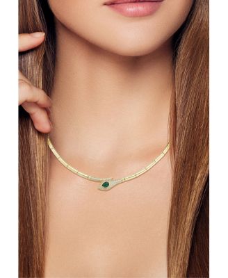 14K Gold Plated Sterling Silver Snake Collar Necklace
