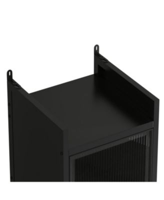 Modern 4-Tier Glass Door Cabinet with 5-Tier Storage for Home