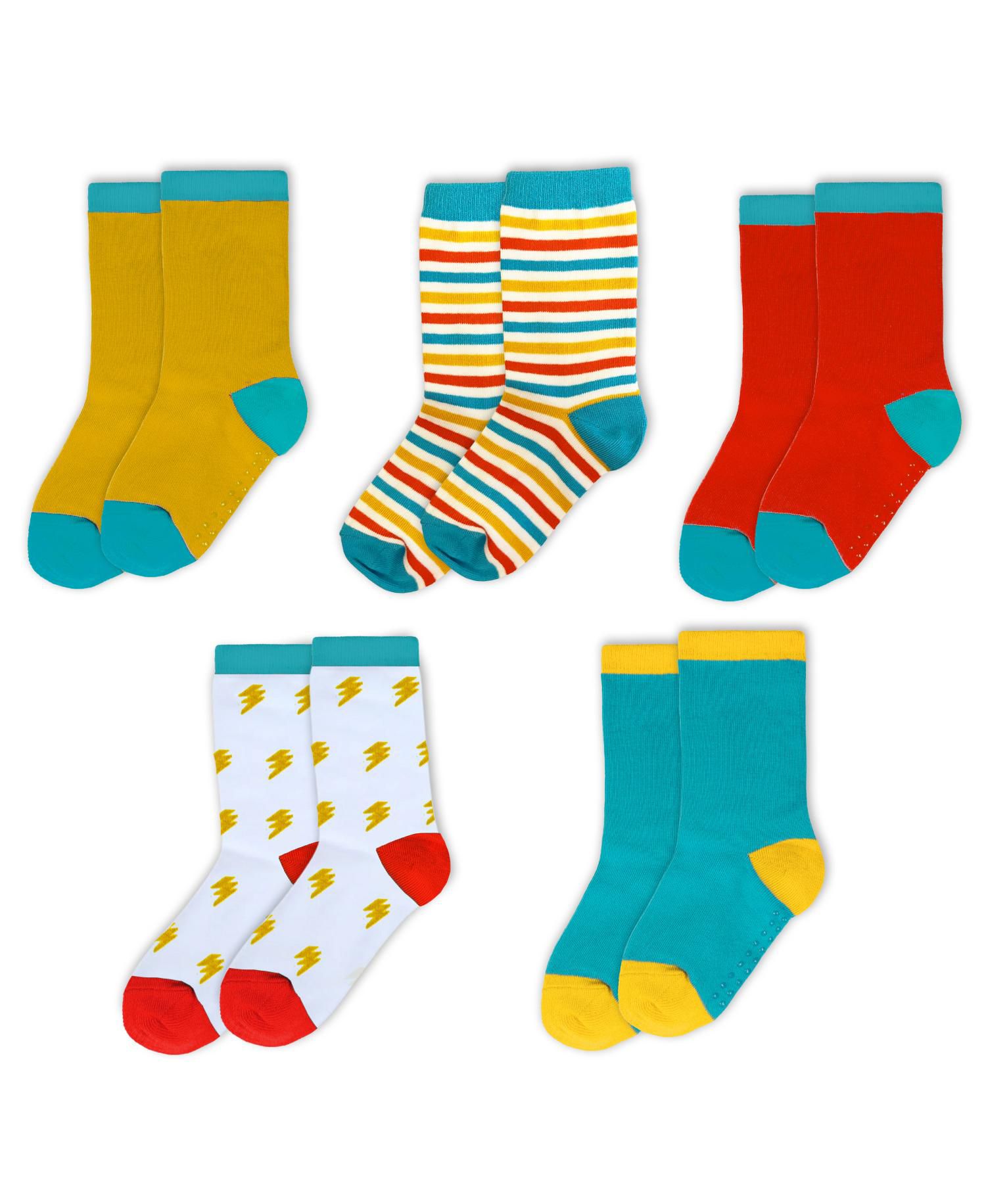 Kids Organic Cotton Crew Socks 5-pack