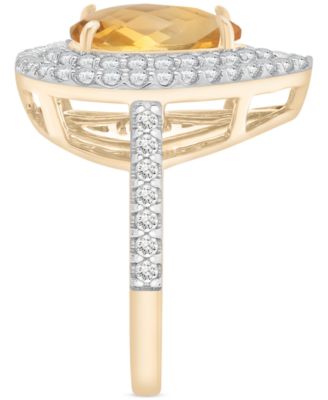 Citrine (2-3/4 ct. t.w.) & Diamond (1 ct. t.w.) Pear Halo Ring in 14k Gold