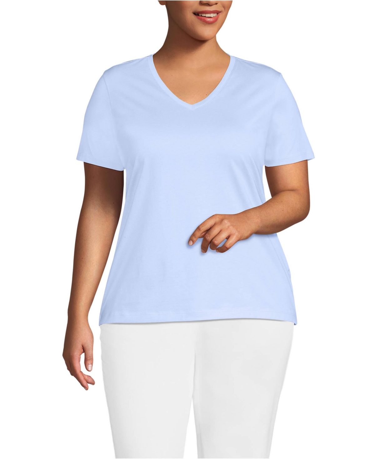 Plus Size Relaxed Supima Cotton V-Neck T-Shirt - White