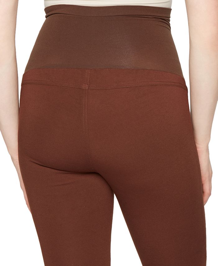 Maternity Brown Over Bump Faux Suede Leggings