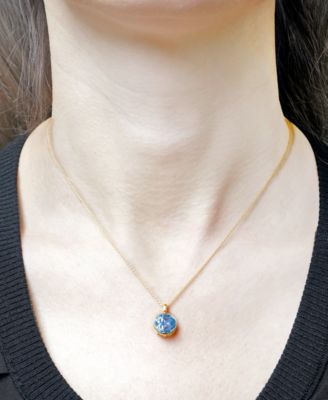 Sky Blue Topaz Bezel Circle 18" Pendant Necklace (3-3/4 ct. t.w.) in 14k Gold
