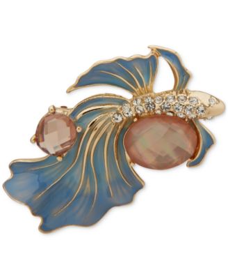 Anne Klein - Gold-Tone Multicolor Betta Fish Pin
