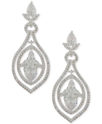 Anne Klein - Silver-Tone Cubic Zirconia Drop Earrings