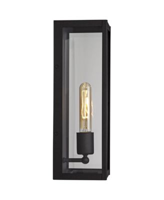 Cornell Modern Outdoor Wall Light Fixtures Set of 2 Sand Black 16" Clear Glass Panels for Post Exterior Barn Deck House