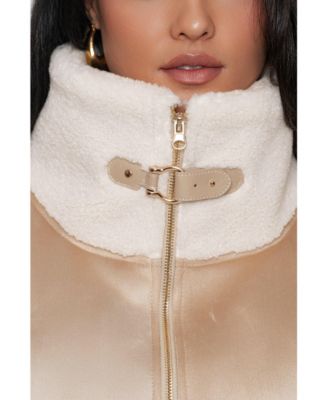 Women's Suede And Sherpa Jacket